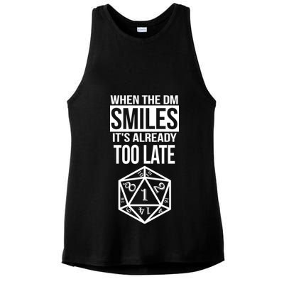 When The DM Smiles It's Already Too Late Ladies PosiCharge Tri-Blend Wicking Tank