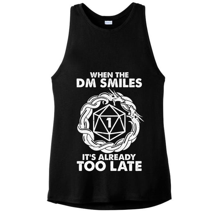 When The DM Smiles It's Already Too Late DND Ladies PosiCharge Tri-Blend Wicking Tank