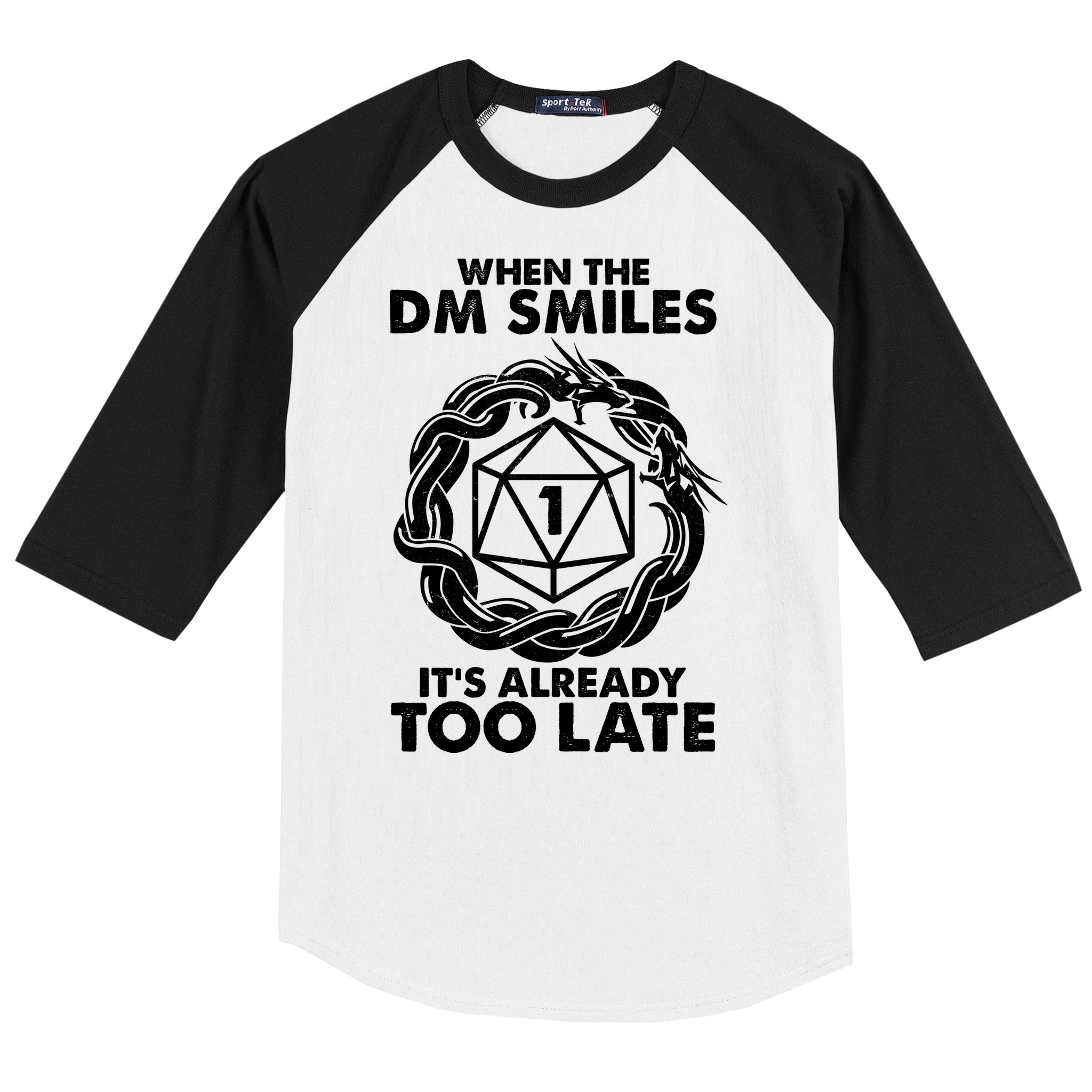 When The DM Smiles It's Already Too Late DND Baseball Sleeve Shirt