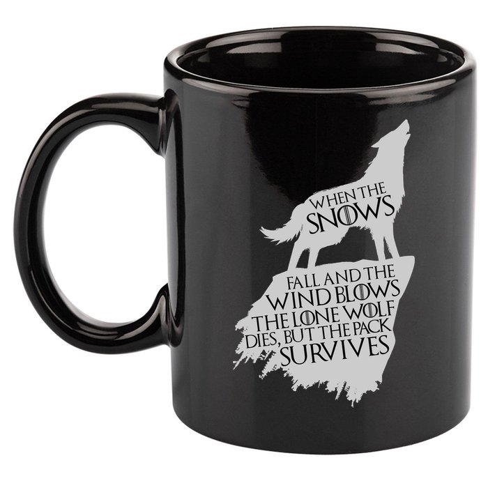 When The Snows Fall The Lone Wolf Dies, But the Pack Survives 11oz C Handle Ceramic Mug