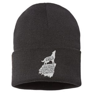 When The Snows Fall The Lone Wolf Dies, But the Pack Survives Sustainable Knit Beanie