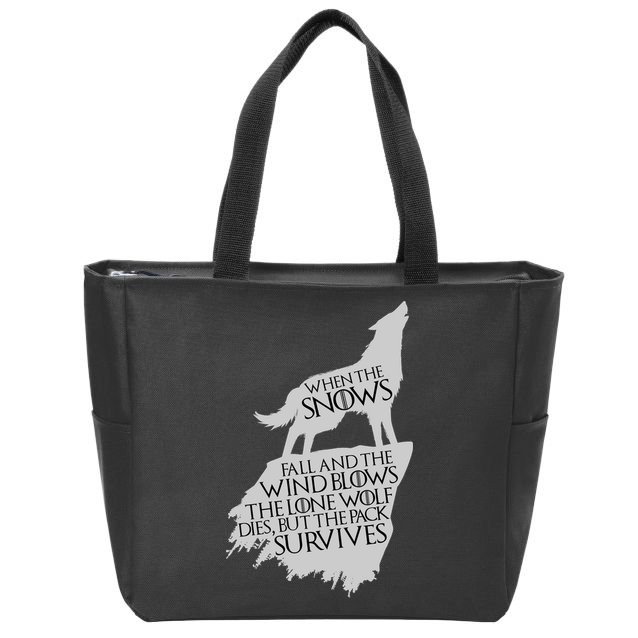 When The Snows Fall The Lone Wolf Dies, But the Pack Survives Zip Tote Bag