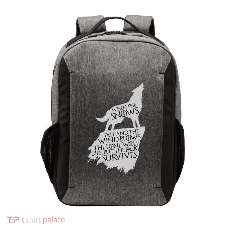 When The Snows Fall The Lone Wolf Dies, But the Pack Survives Vector Backpack