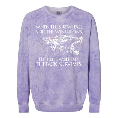 When The Snows Fall The Lone Wolf Dies But the Pack Survives Logo Colorblast Crewneck Sweatshirt