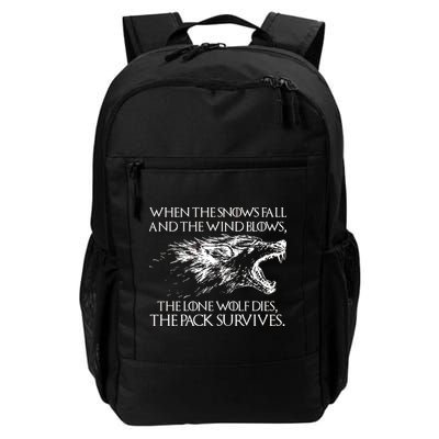 When The Snows Fall The Lone Wolf Dies But the Pack Survives Logo Backpack