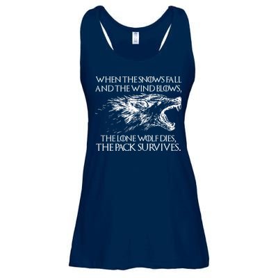When The Snows Fall The Lone Wolf Dies But the Pack Survives Logo Ladies Essential Flowy Tank
