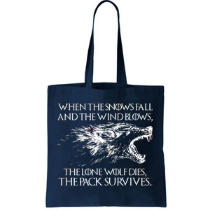 When The Snows Fall The Lone Wolf Dies But the Pack Survives Logo Tote Bag