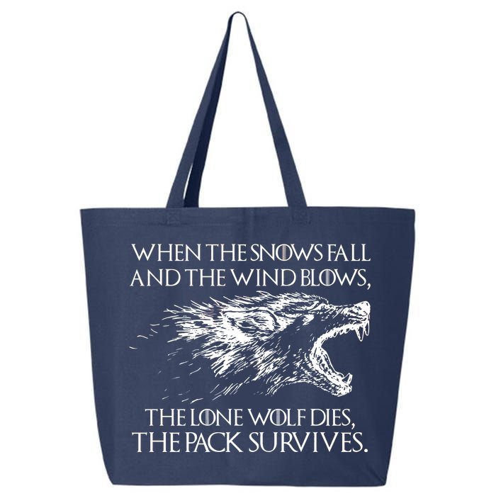 When The Snows Fall The Lone Wolf Dies But the Pack Survives Logo 25L Jumbo Tote