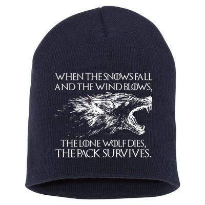 When The Snows Fall The Lone Wolf Dies But the Pack Survives Logo Short Acrylic Beanie