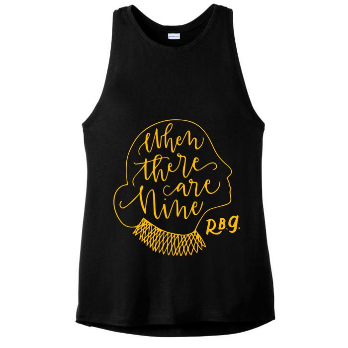 When There Are Nine RBG Quote Ruth Bader Ginsburg Tribute Ladies PosiCharge Tri-Blend Wicking Tank