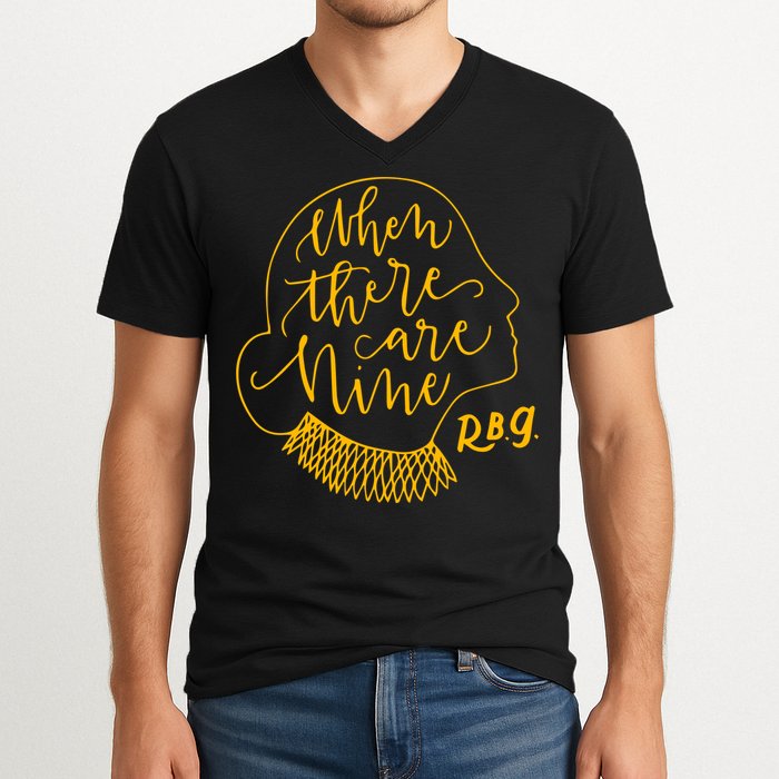 When There Are Nine RBG Quote Ruth Bader Ginsburg Tribute V-Neck T-Shirt
