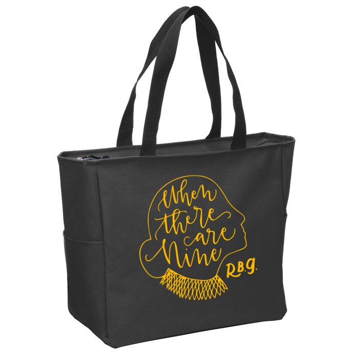 When There Are Nine RBG Quote Ruth Bader Ginsburg Tribute Zip Tote Bag