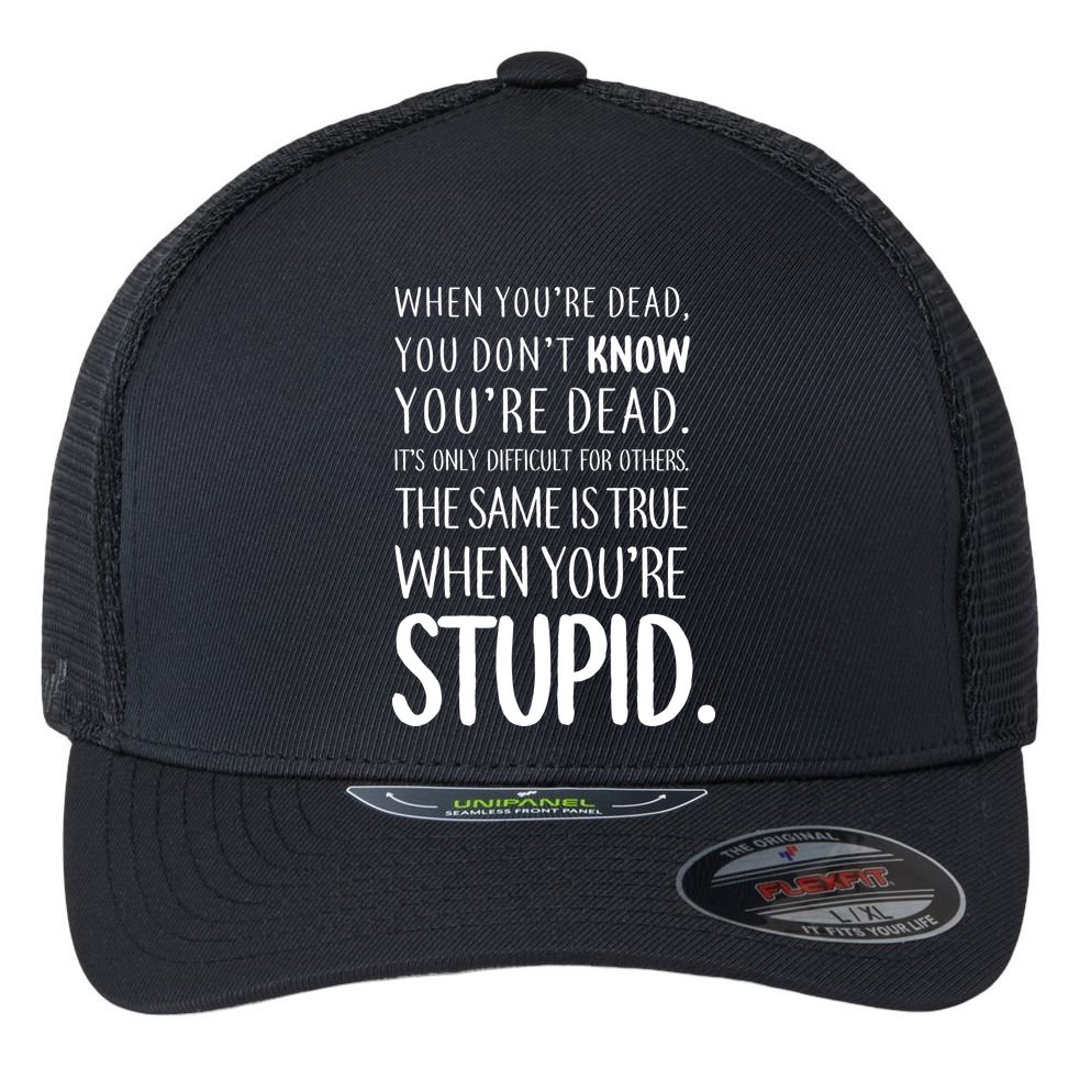 When You're Stupid Funny Statement Flexfit Unipanel Trucker Cap