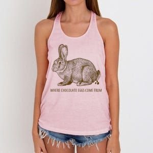 Where Chocolate Eggs Come From Women's Knotted Racerback Tank