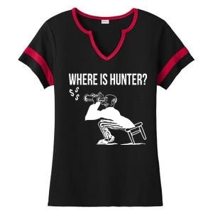 Where Is Hunter Political Humor Pro Trump Ladies Halftime Notch Neck Tee