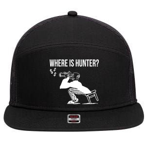 Where Is Hunter Political Humor Pro Trump 7 Panel Mesh Trucker Snapback Hat