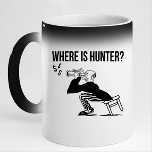 Where Is Hunter Political Humor Pro Trump 11oz Black Color Changing Mug