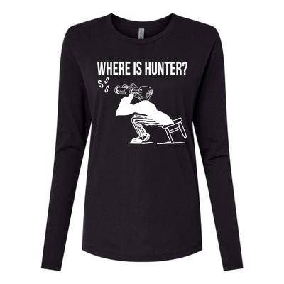 Where Is Hunter Political Humor Pro Trump Womens Cotton Relaxed Long Sleeve T-Shirt