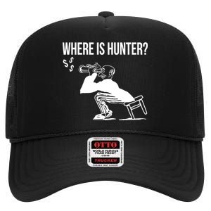 Where Is Hunter Political Humor Pro Trump High Crown Mesh Back Trucker Hat