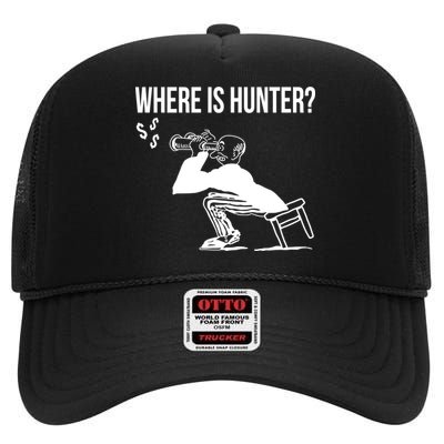 Where Is Hunter Political Humor Pro Trump High Crown Mesh Back Trucker Hat