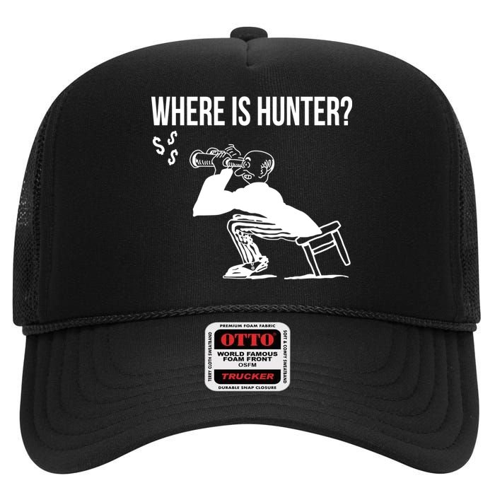 Where Is Hunter Political Humor Pro Trump High Crown Mesh Back Trucker Hat