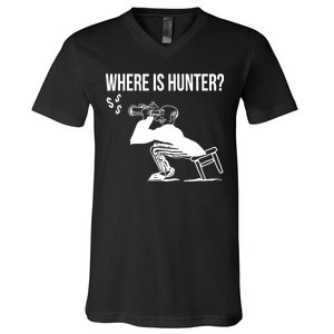 Where Is Hunter Political Humor Pro Trump V-Neck T-Shirt