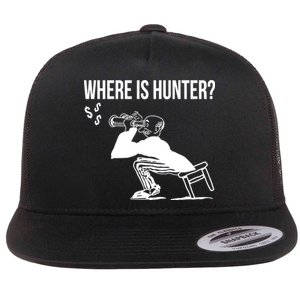 Where Is Hunter Political Humor Pro Trump Flat Bill Trucker Hat