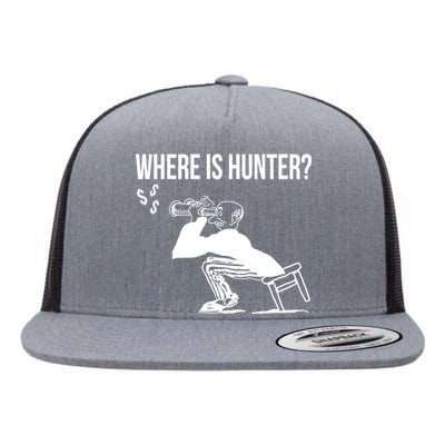 Where Is Hunter Political Humor Pro Trump Flat Bill Trucker Hat