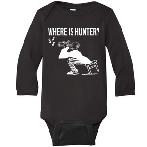 Where Is Hunter Political Humor Pro Trump Baby Long Sleeve Bodysuit