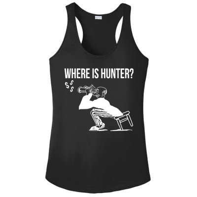 Where Is Hunter Political Humor Pro Trump Ladies PosiCharge Competitor Racerback Tank