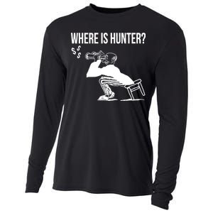 Where Is Hunter Political Humor Pro Trump Cooling Performance Long Sleeve Crew