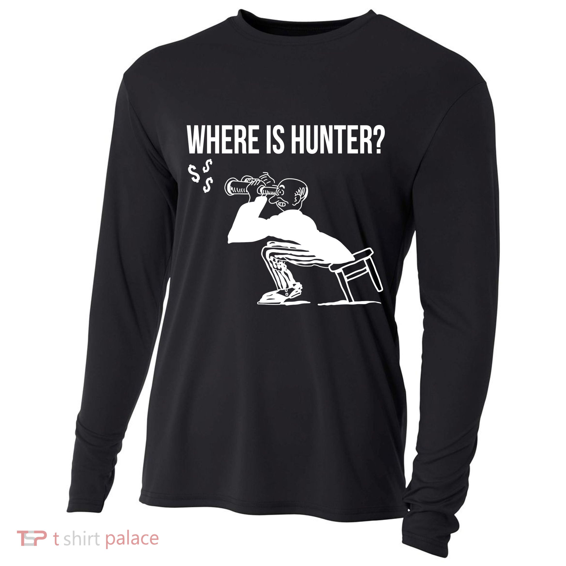 Where Is Hunter Political Humor Pro Trump Cooling Performance Long Sleeve Crew