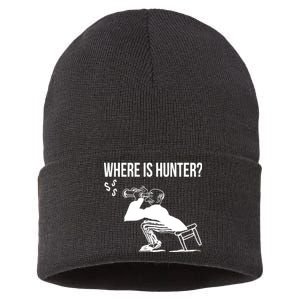 Where Is Hunter Political Humor Pro Trump Sustainable Knit Beanie