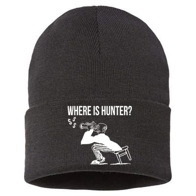 Where Is Hunter Political Humor Pro Trump Sustainable Knit Beanie