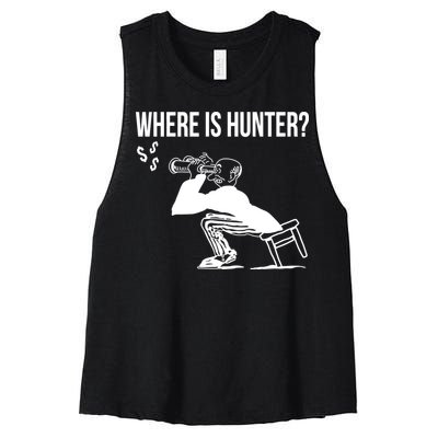 Where Is Hunter Political Humor Pro Trump Women's Racerback Cropped Tank