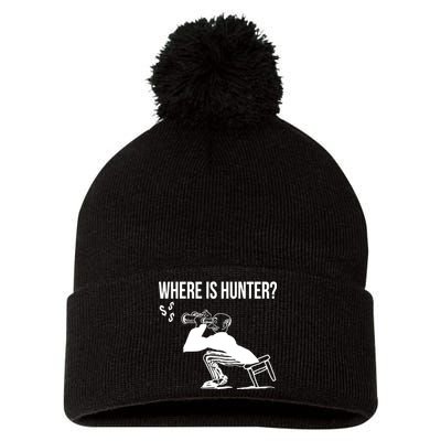 Where Is Hunter Political Humor Pro Trump Pom Pom 12in Knit Beanie