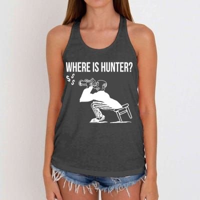 Where Is Hunter Political Humor Pro Trump Women's Knotted Racerback Tank
