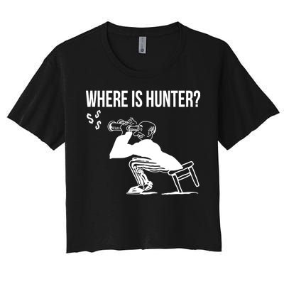 Where Is Hunter Political Humor Pro Trump Women's Crop Top Tee