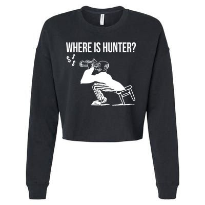 Where Is Hunter Political Humor Pro Trump Cropped Pullover Crew