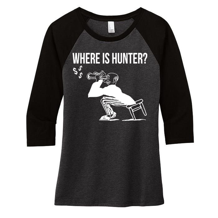 Where Is Hunter Political Humor Pro Trump Women's Tri-Blend 3/4-Sleeve Raglan Shirt