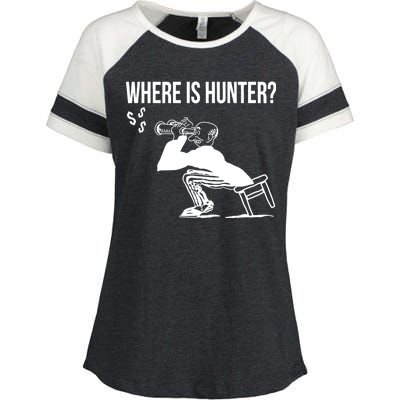 Where Is Hunter Political Humor Pro Trump Enza Ladies Jersey Colorblock Tee