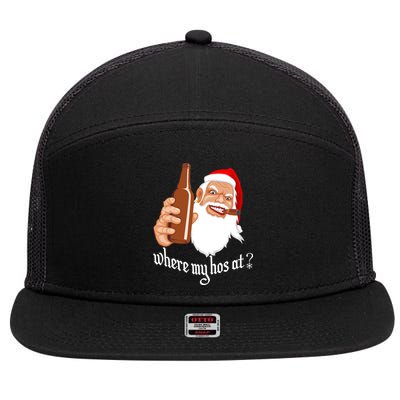 Where My Hos At? Christmas 7 Panel Mesh Trucker Snapback Hat