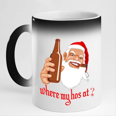 Where My Hos At? Christmas 11oz Black Color Changing Mug