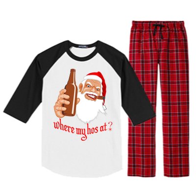 Where My Hos At? Christmas Raglan Sleeve Pajama Set