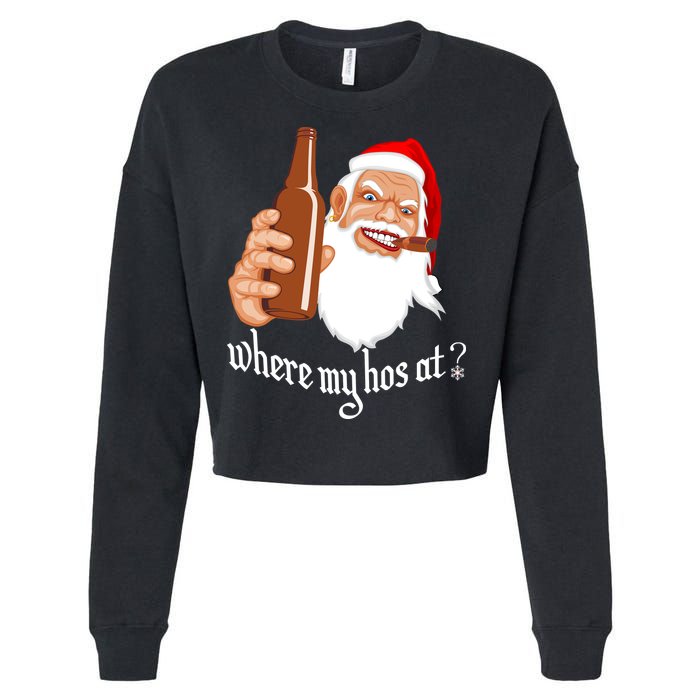 Where My Hos At? Christmas Cropped Pullover Crew
