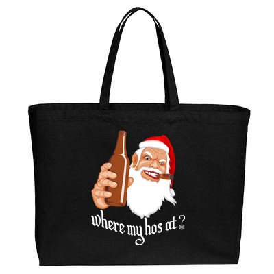 Where My Hos At? Christmas Cotton Canvas Jumbo Tote