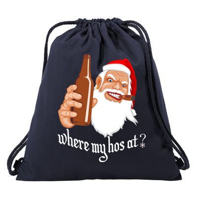 Where My Hos At? Christmas Drawstring Bag