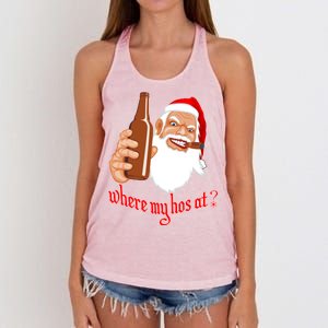 Where My Hos At? Christmas Women's Knotted Racerback Tank