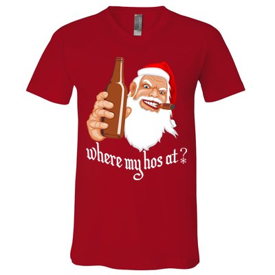 Where My Hos At? Christmas V-Neck T-Shirt