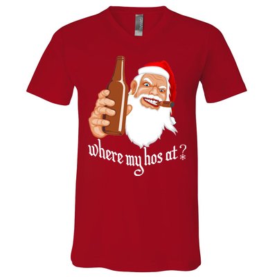 Where My Hos At? Christmas V-Neck T-Shirt